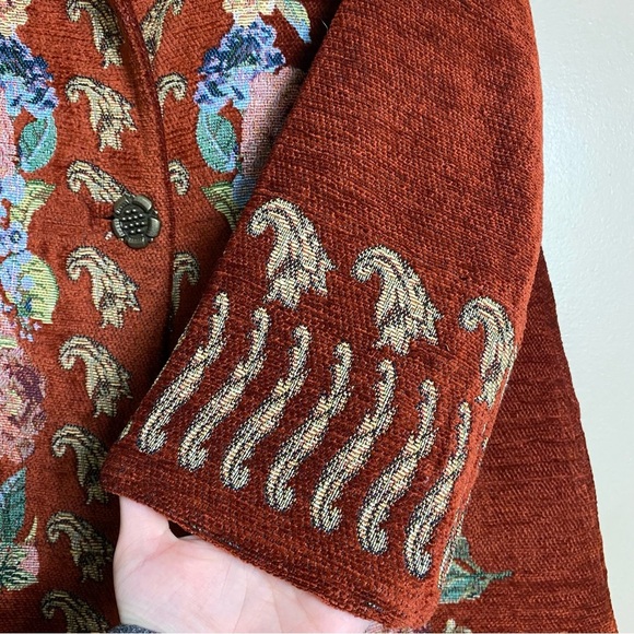 Soft Surroundings Abruzzo Swing Floral Tapestry Jacket in Red Cardinal - Picture 10 of 16